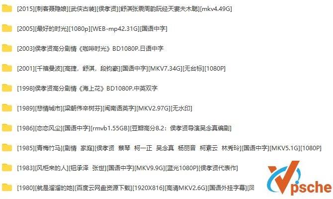 侯孝贤经典电影10部,全网好资源,值得珍藏