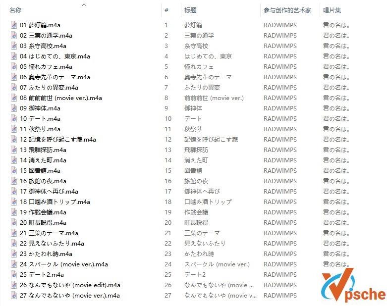 你的名字OST原声带(RADWIMPS) AAC 百度云下载