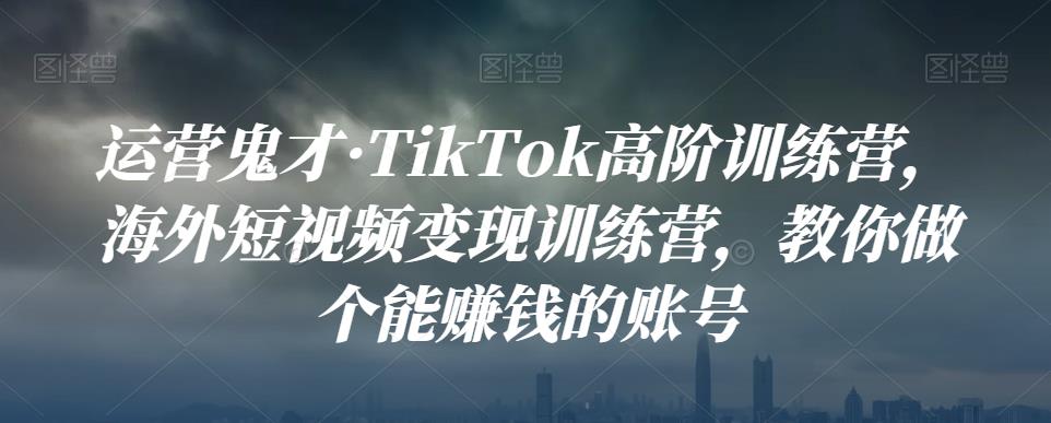 运营鬼才·TikTok高阶训练营,海外短视频变现训练营,教你做个能赚钱的账号