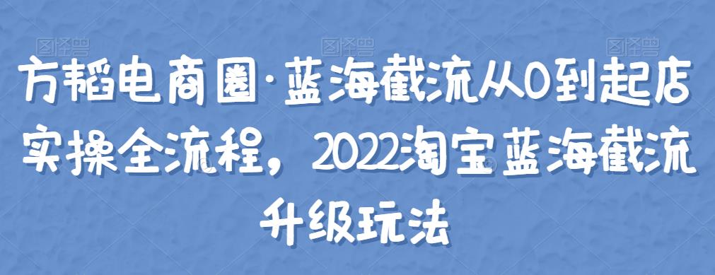 方韬电商圈·蓝海截流从0到起店实操全流程,2022淘宝蓝海截流升级玩法