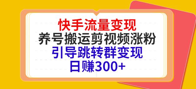 快手流量变现,养号搬运剪视频涨粉,引导跳转群变现日赚300+