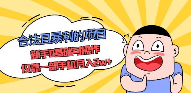 合法且暴利的项目,新手0基础可操作,仅靠一部手机月入2w+