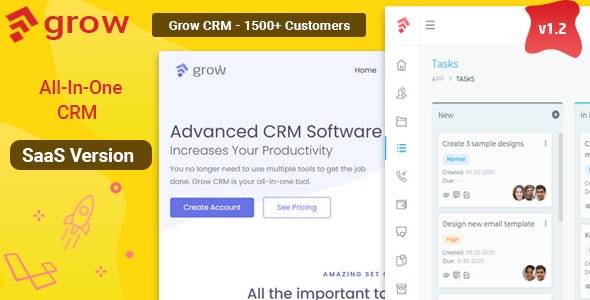 Grow CRM SaaS v1.2 – Laravel 项目管理 – 多租户