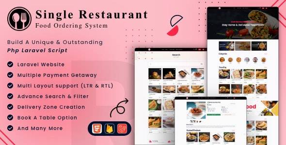 Single Restaurant v9.0 - Laravel 网站和管理面板
