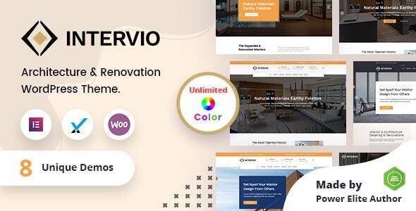 Intervio v2.3 - 室内和建筑 WordPress 主题 + RTL
