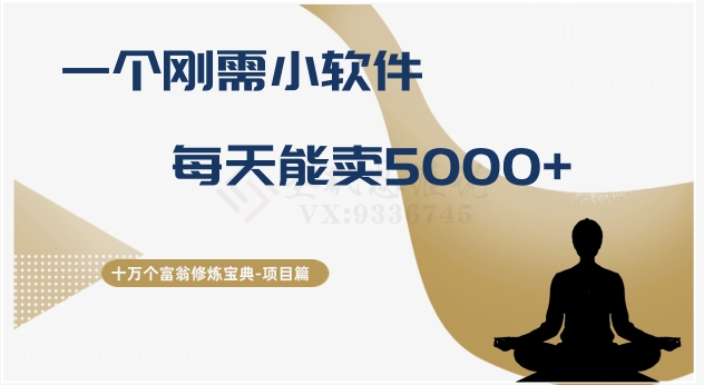 十万个富翁修炼宝典之17.一个刚需小软件,每天能卖5000+