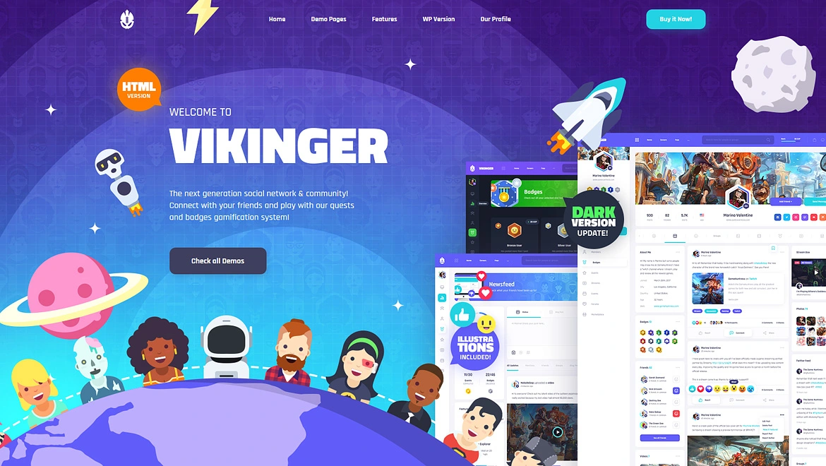 Vikinger v1.9.15 – BuddyPress 和 GamiPress 社交社区
