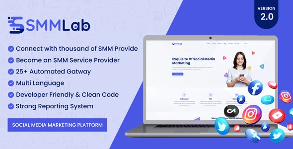 SMMLab v2.3 - 社交媒体营销 SMM 平台