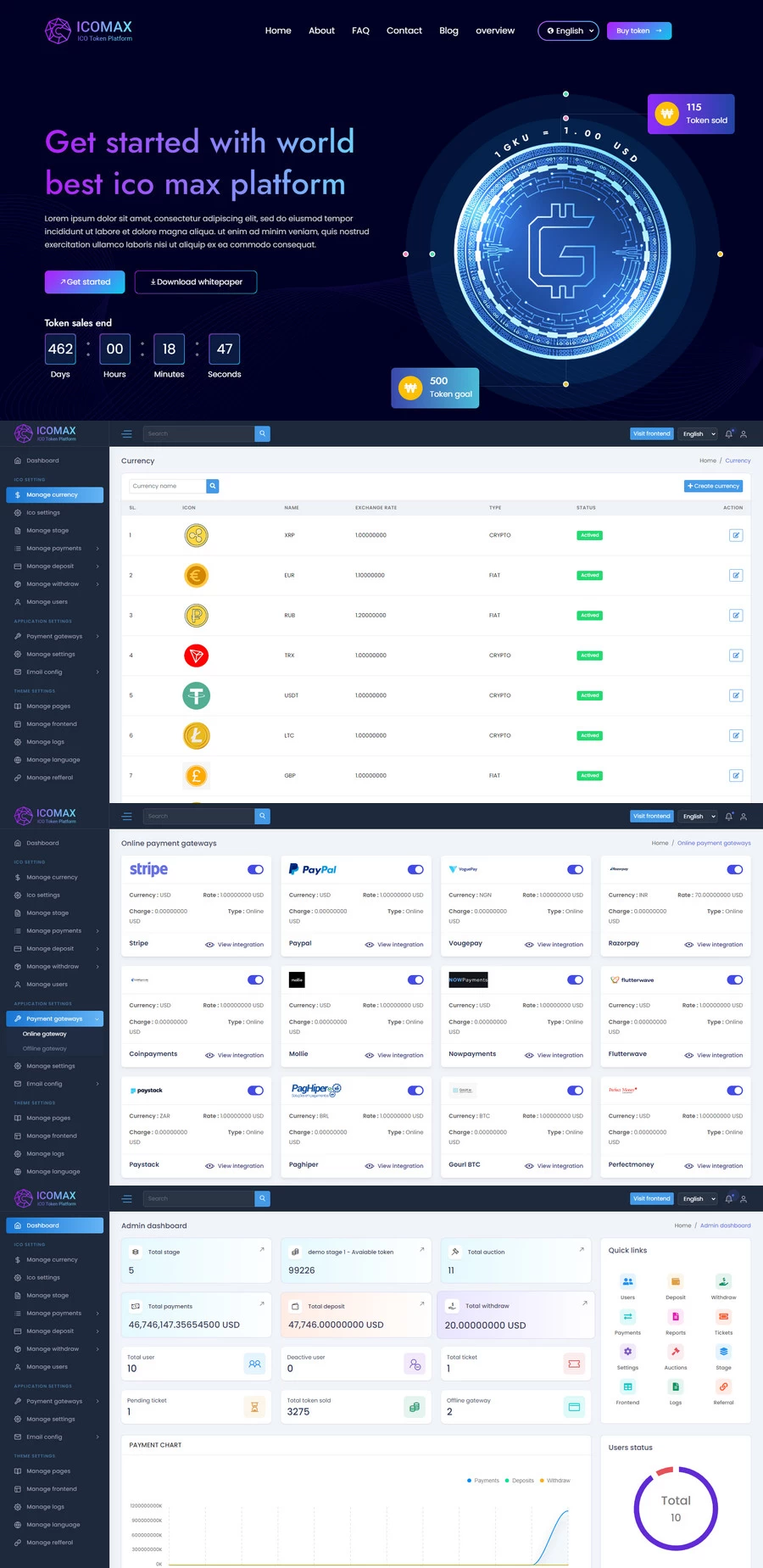 区块链虚拟币代币销售拍卖平台,加密货币全方位数字资产交易平台[网站源码]