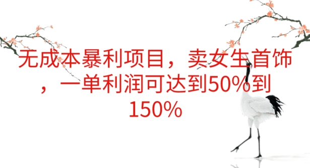 无成本暴利项目,卖女生首饰,一单利润可达到50%到150%