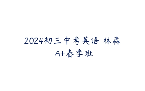 2024初三中考英语 林淼 A+春季班