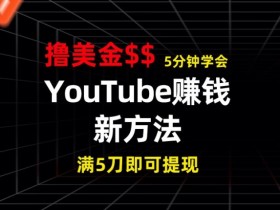 YouTube赚钱新方法，5分钟即可掌握，7天收入近7百美金，收益无上限