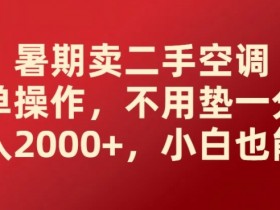 暑期卖二手空调简单操作，不用垫一分钱日入2000+，小白也能做