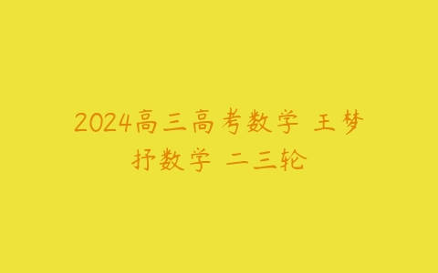 2024高三高考数学 王梦抒数学 二三轮