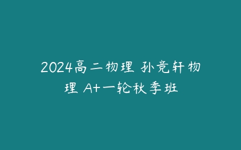 图片[1]-2024高二物理 孙竞轩物理 A+一轮秋季班-51自学联盟