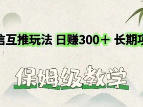 利用微信互推玩法，日赚300+长期项目，外面收费3980的项目