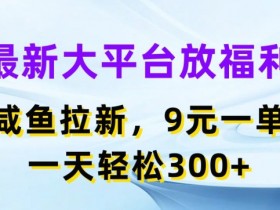 最新大平台放福利，咸鱼拉新项目，9元一单，一天轻松3张
