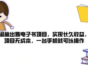 闲鱼出售电子书项目，实现长久收益，项目无成本，一台手机就可以操作