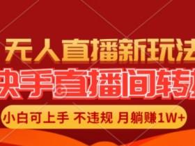 快手直播间全自动转播玩法，全人工无需干预，小白月入1W+轻松实现【揭秘】