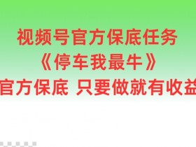 视频号官方保底任务，停车我最牛，官方保底只要做就有收益【揭秘】