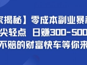 【独家揭秘】零成本副业暴利秘籍：指尖轻点，日赚几张，稳赚不赔的财富快车等你来搭