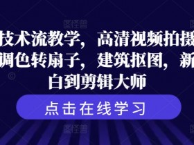 剪辑技术流教学，高清视频拍摄以及视频调色转扇子，建筑抠图，新人小白到剪辑大师