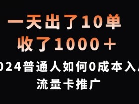 一天出了10单，收了1000+，2024普通人如何0成本入局流量卡推广【揭秘】