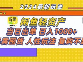 闲鱼轻资产玩法：当日出单，日入1k+，无需囤货，持续复购