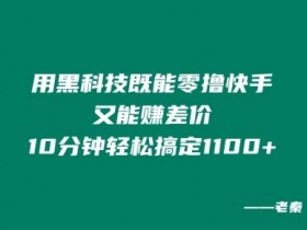 用黑科技既能零撸快手又能赚差价，10分钟轻松搞定1100+