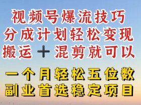 视频号分成最暴力赛道，几分钟出一条原创，最强搬运+混剪新方法，谁做谁爆【揭秘】