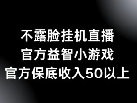 不露脸挂机直播，益智小游戏，官方保底日入50+