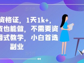 靠教师资格证，1天1k+，不懂教资也能做，不需要资金，保姆式教学，小白首选副业