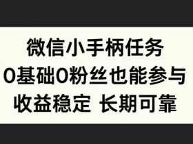 微信小手柄任务，0基础也能参与，收益稳定