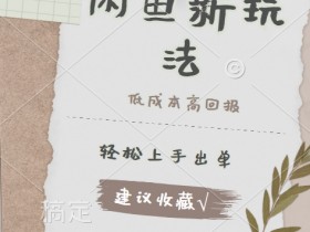 闲鱼新玩法惊现!低成本，高回报，小白轻松上手当天出单， 且复购率超高