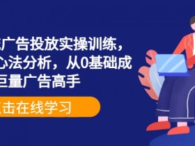 巨量信息流广告投放实操训练，实操演示+心法分析，从0基础成为巨量广告高手