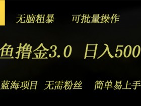 咸鱼撸金3.0项目，日入几张，无脑简单粗暴，蓝海项目