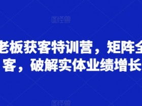 实体老板获客特训营，矩阵全域获客，破解实体业绩增长