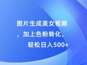 图片生成美女视频，加上色粉转化，轻松日入5张
