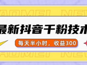 最新抖音千粉项目，当天千粉，每天半小时，收益300