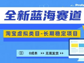 全新蓝海赛道，淘宝虚拟类目，长期稳定，可矩阵且放大