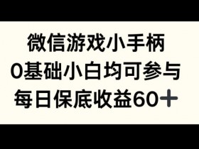 微信游戏小手柄，0基础小白均可参与，每日保底收益60+