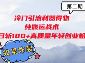 冷门引流利器得物，纯搬运战术日斩100+高质量年轻创业粉，效果炸裂!