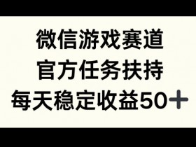 微信游戏赛道，官方任务扶持，每天收益保底50+