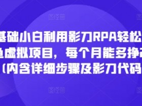 零基础小白利用影刀RPA轻松操作闲鱼虚拟项目，每个月能多挣2-3k(内含详细步骤及影刀代码)