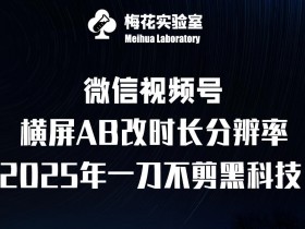 梅花实验室2025视频号最新一刀不剪黑科技，宽屏AB画中画+随机时长+帧率融合玩法