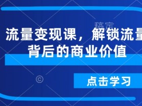 流量变现课，解锁流量背后的商业价值