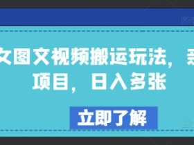 美女图文视频搬运玩法，亲测项目，日入多张