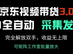 京东视频带货3.0，Ai全自动采集+自动发布，完全解放双手，收入无上限