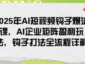 2025年AI短视频钩子爆流课，AI企业矩阵盈利玩法，钩子打法全流程详解