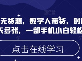 蝴蝶号无货源，数字人带货，时间自由，一天多张，一部手机小白轻松上手